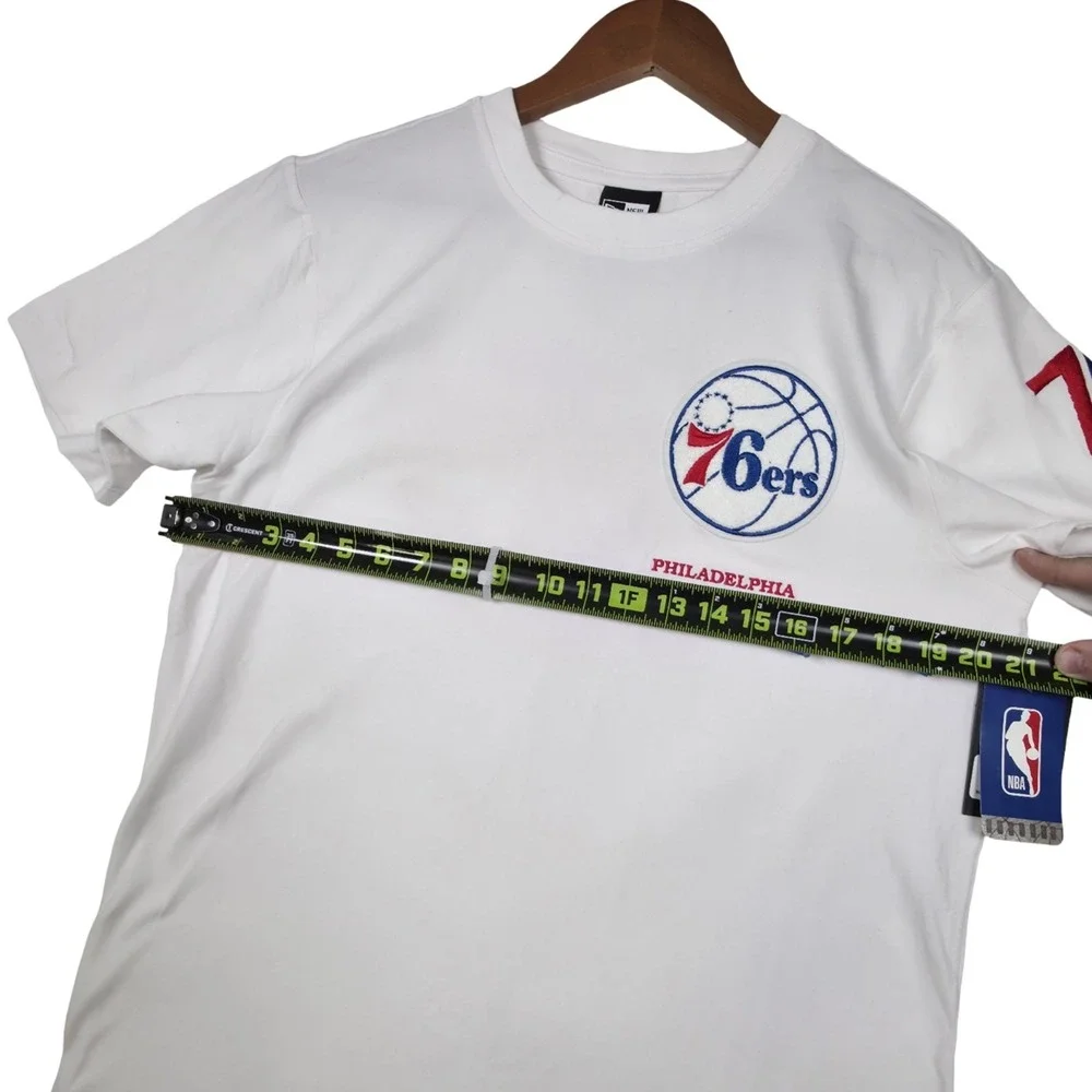 New Era Philadelphia 76ers Shirt Men Medium NWT City of Brotherly Love White NBA